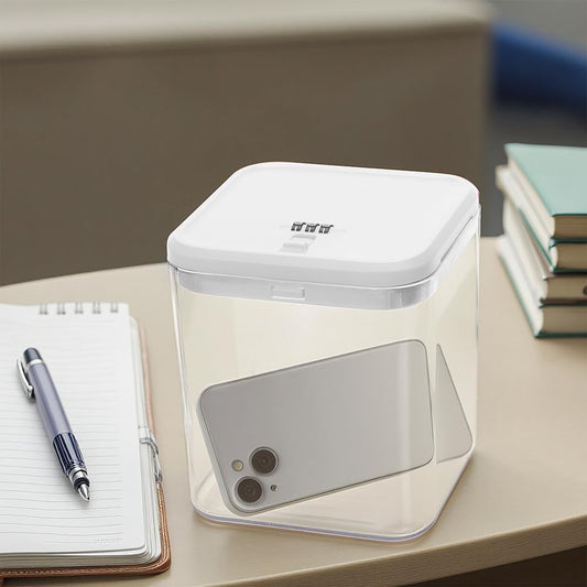 Clear Medicine Storage Box with Combination Lock|Secure Pill Organizer for Home|Compact Lockable Medical Container|5.5 x 5.5 x 6.3 Inches