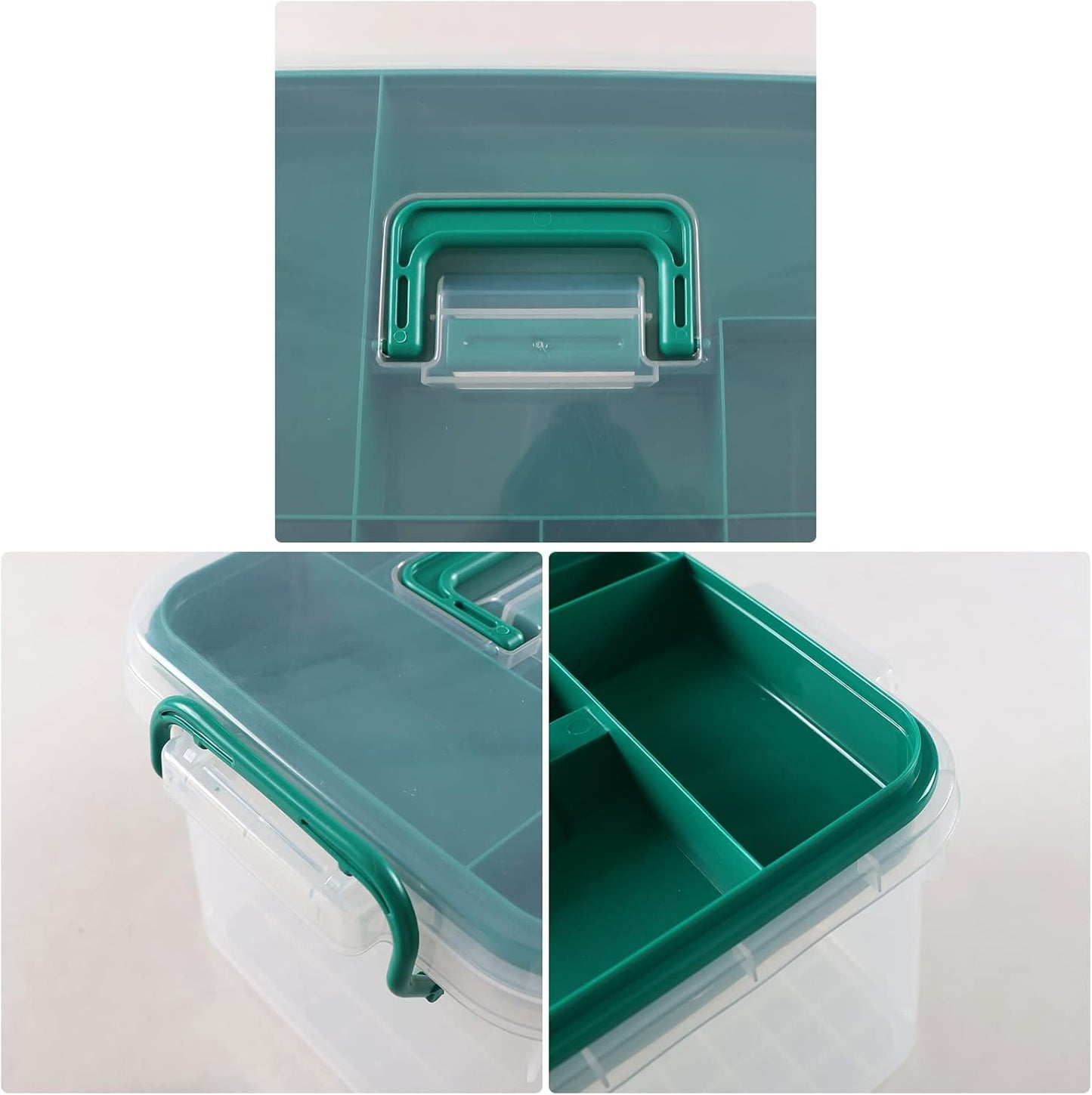 Large Clear Plastic Medicine Organizer Box|Portable Medical Storage Bin with Handle and Locking Lid|Multi-Compartment First Aid Container|13.15 x 9.33 x 7.79 Inches