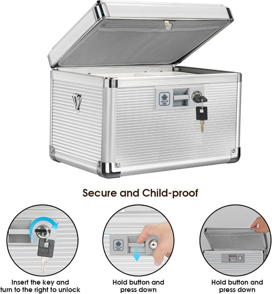 Aluminum Lockable Medicine Storage Box|Portable First Aid Kit with Handle|Large Capacity Medical Organizer