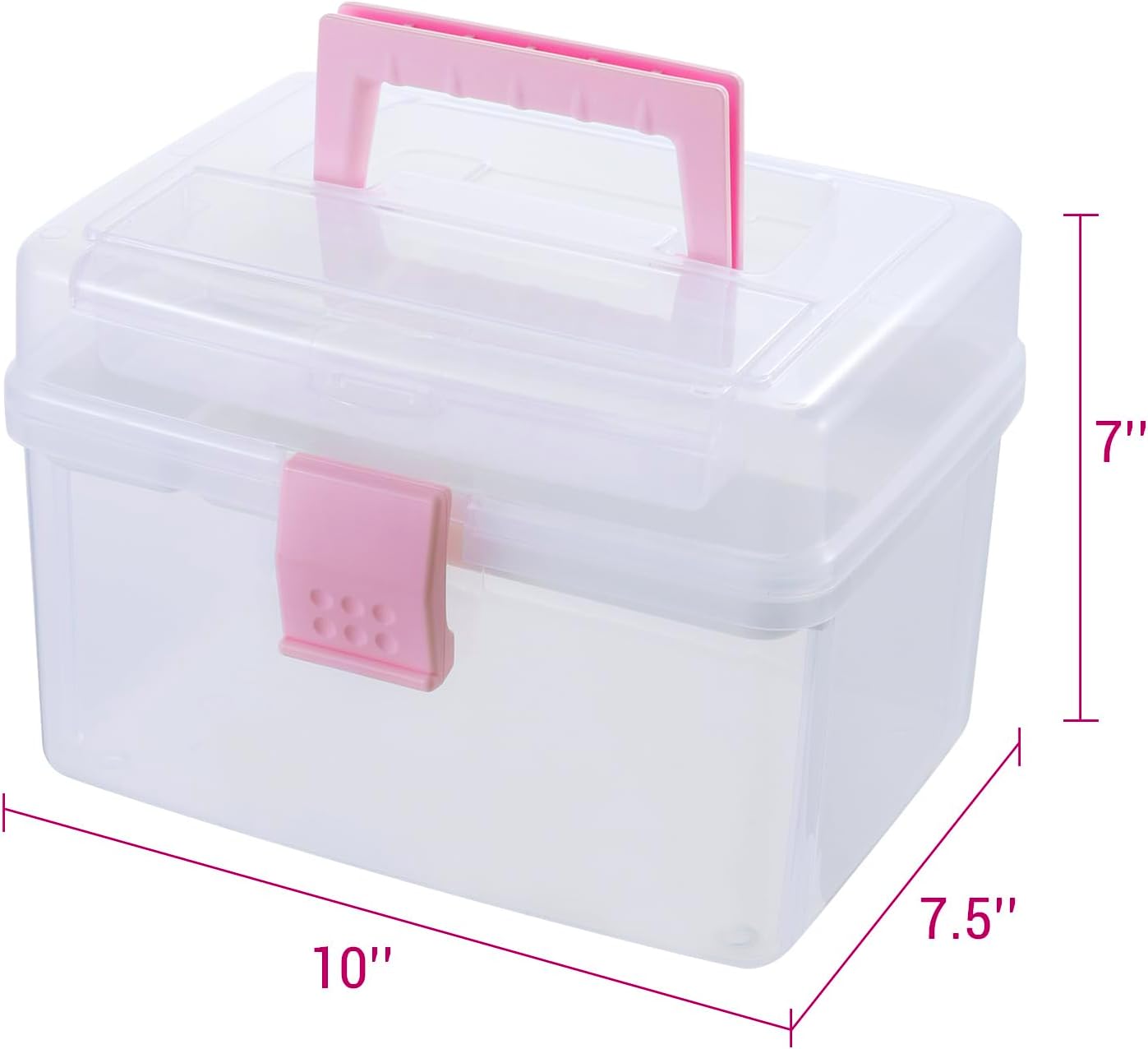 Portable Clear Plastic Medicine Organizer Box｜First Aid Storage with Handle and Locking Lid｜10 x 7.5 x 7 Inches