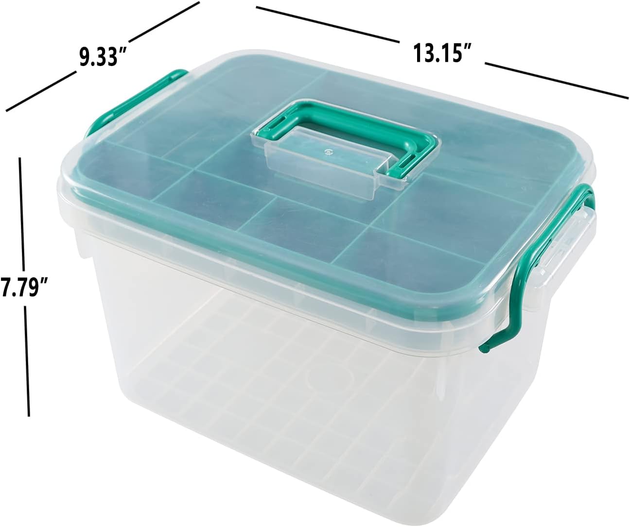 Large Clear Plastic Medicine Organizer Box｜Portable Medical Storage Bin with Handle and Locking Lid｜Multi-Compartment First Aid Container｜13.15 x 9.33 x 7.79 Inches