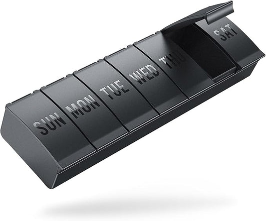 Large Capacity Portable Weekly Pill Organizer with 3 Compartments per Day｜Black Travel Medicine Storage Box
