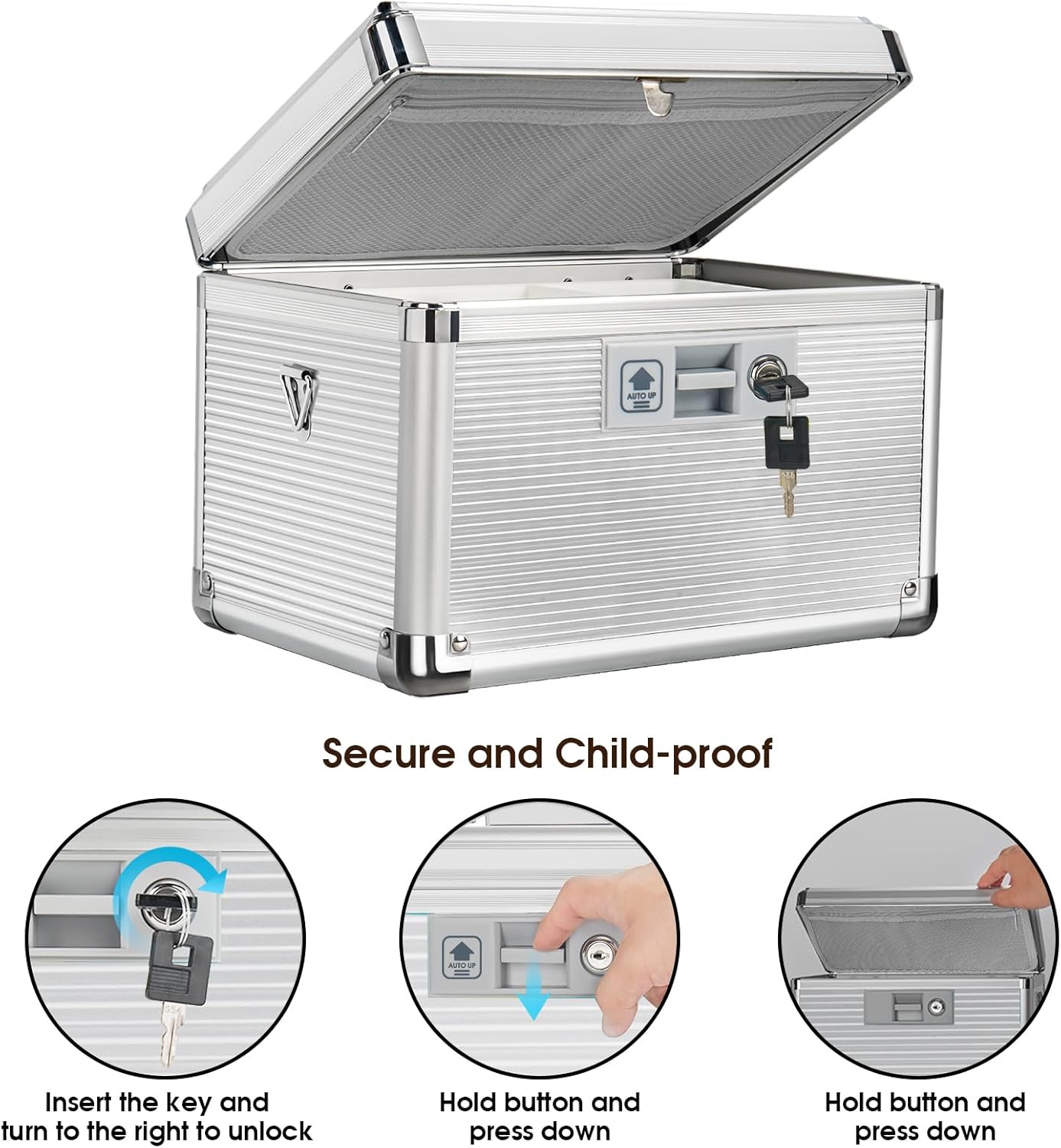 Aluminum Lockable Medicine Storage Box｜Portable First Aid Kit with Handle｜Large Capacity Medical Organizer