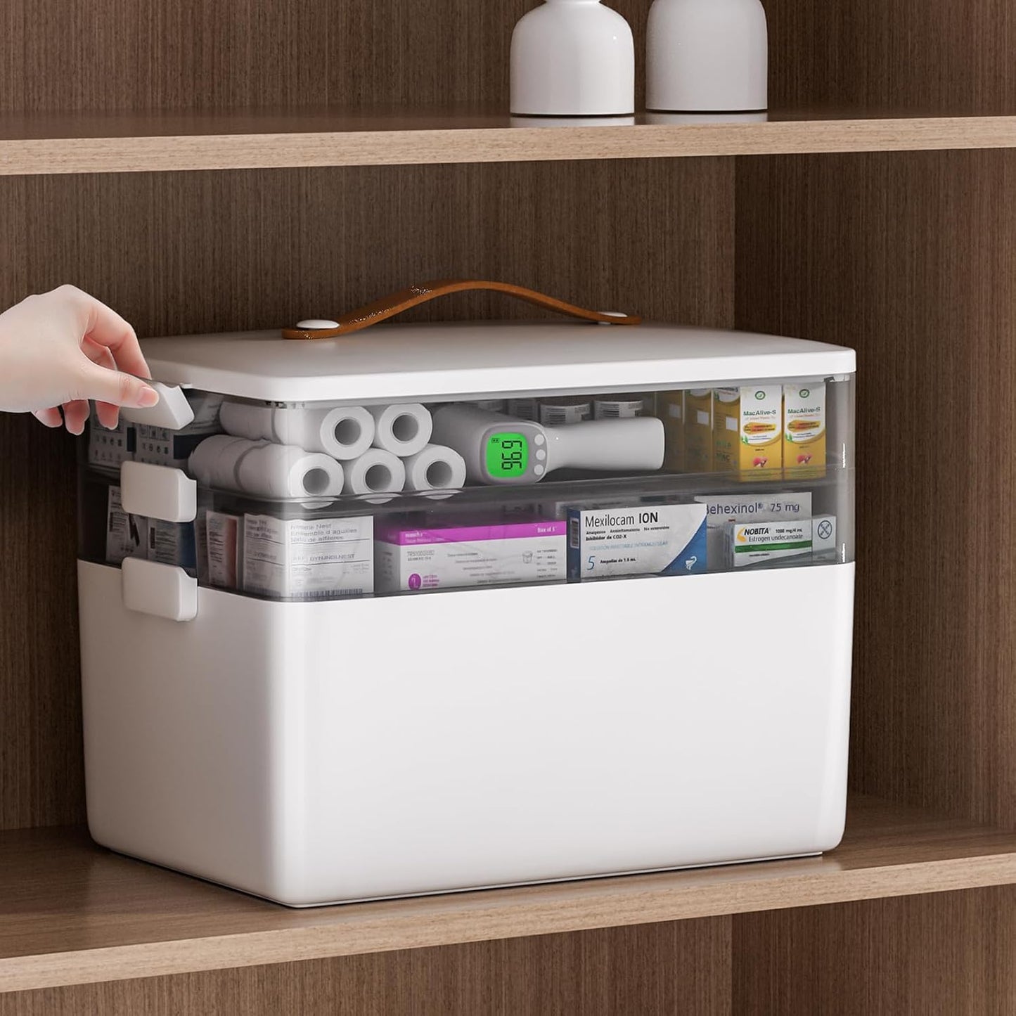 Large Capacity Multi-Layer Medicine Organizer Box｜Home First Aid Kit Storage｜Drawer Design with Handle｜White
