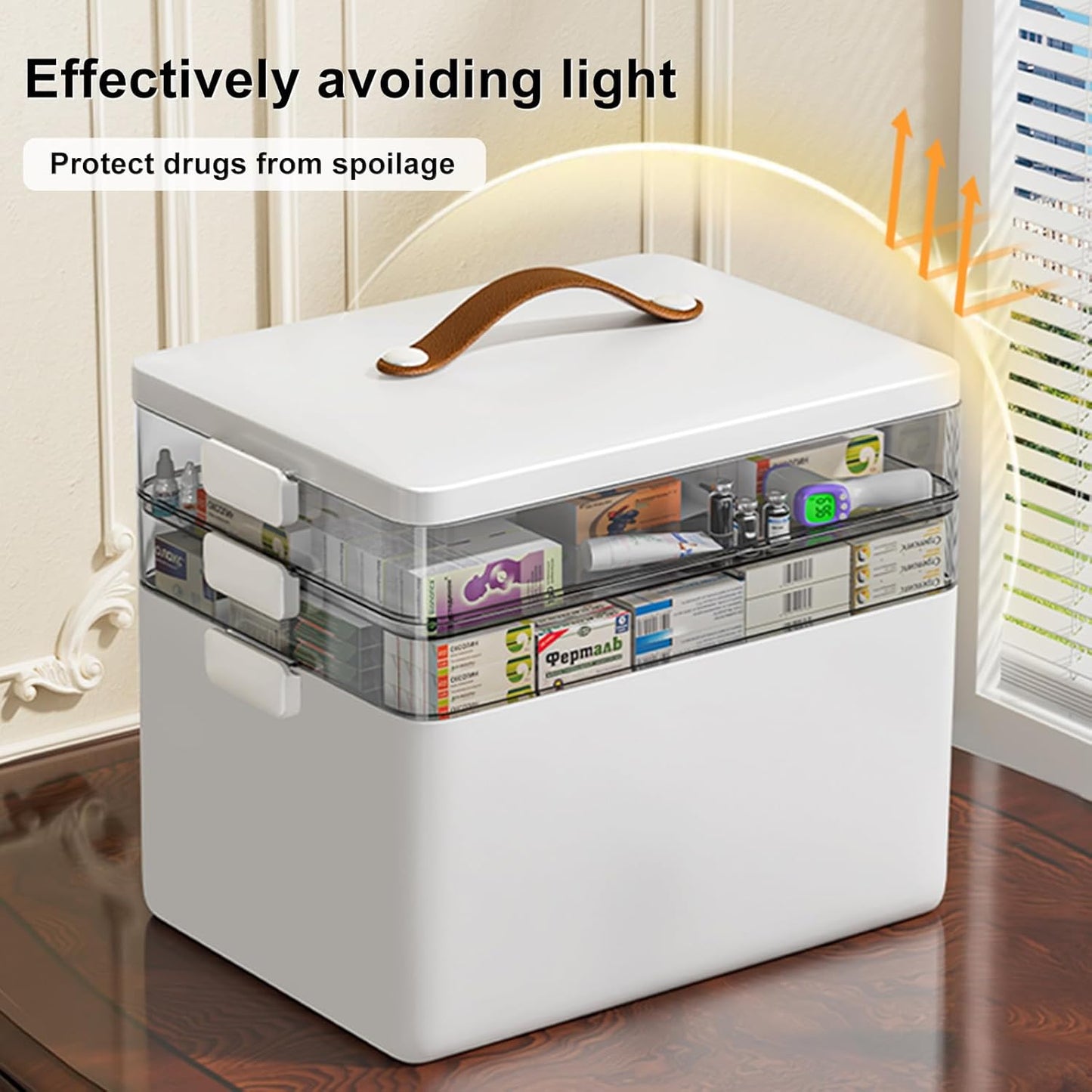 Large Capacity Medicine Storage Box – Thickened Plastic First Aid Organizer with Handle, Multi-Layer Medical Supplies Case